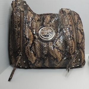 Jenna Derossi Brown Snakeskin-Print Women’s 3 Compartment Shoulder Bag